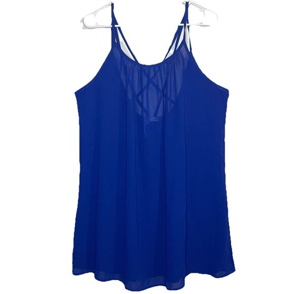 Sheshow Royal Blue Tank Top Sheer Strappy Flowy Back Swing Womens XL New w/Tags - Picture 1 of 6